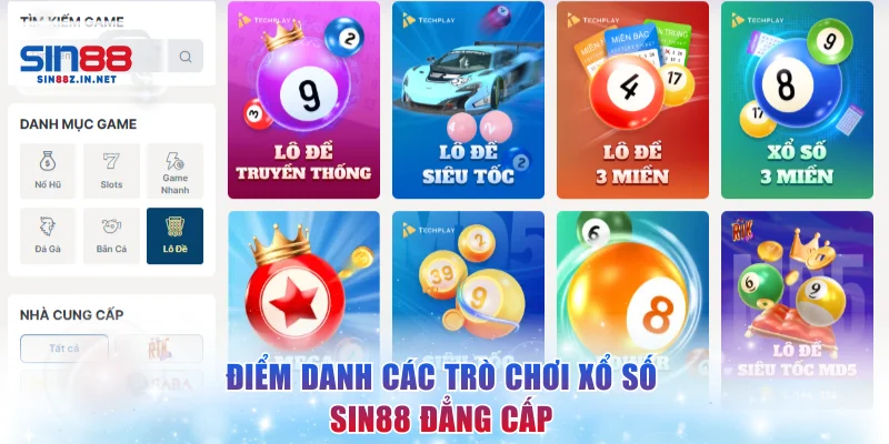 Điểm danh các trò chơi xổ số SIN88 đẳng cấp