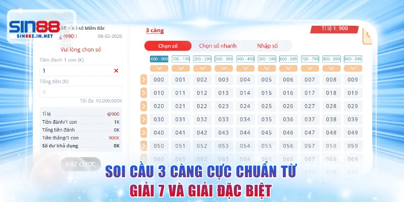 Soi cầu 3 càng cực chuẩn từ giải 7 và giải đặc biệt